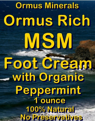 Ormus Minerals -Ormus Rich MSM FOOT Cream with Organic PEPPERMIN